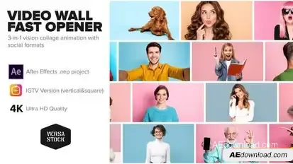 Video Wall Fast Opener 4K and Social Openers template preview