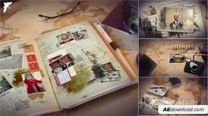 Vintage Travel Journal Video Displays template preview