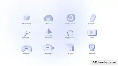 Virtual Reality - Flat Icons Elements template preview