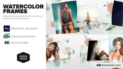 Watercolor Frames Slideshow Video Displays template preview
