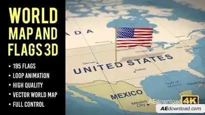 World Map and Flags 4K Infographics template preview