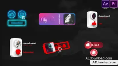 Youtube Trendy Subscribe Elements Titles template preview